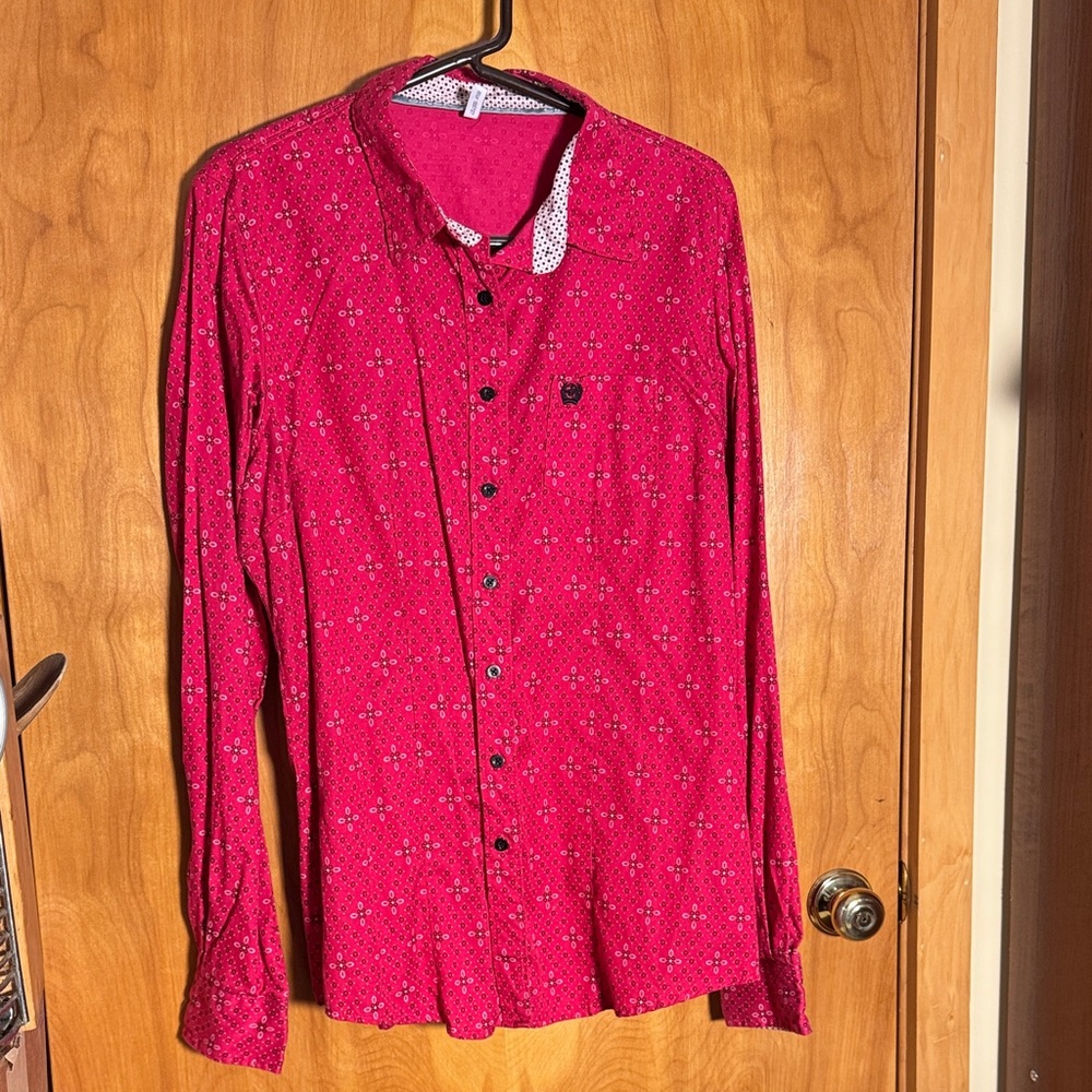 Cinch Women's Dark Pink Printed Button-Down Shirt